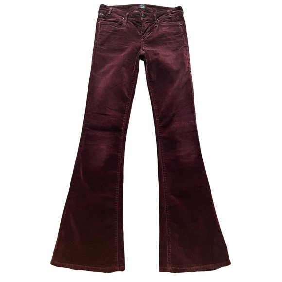 Citizens Of Humanity Denim - Citizens of Humanity Women's Maroon Boyd Uber Rocker Velvet Pants Size 25